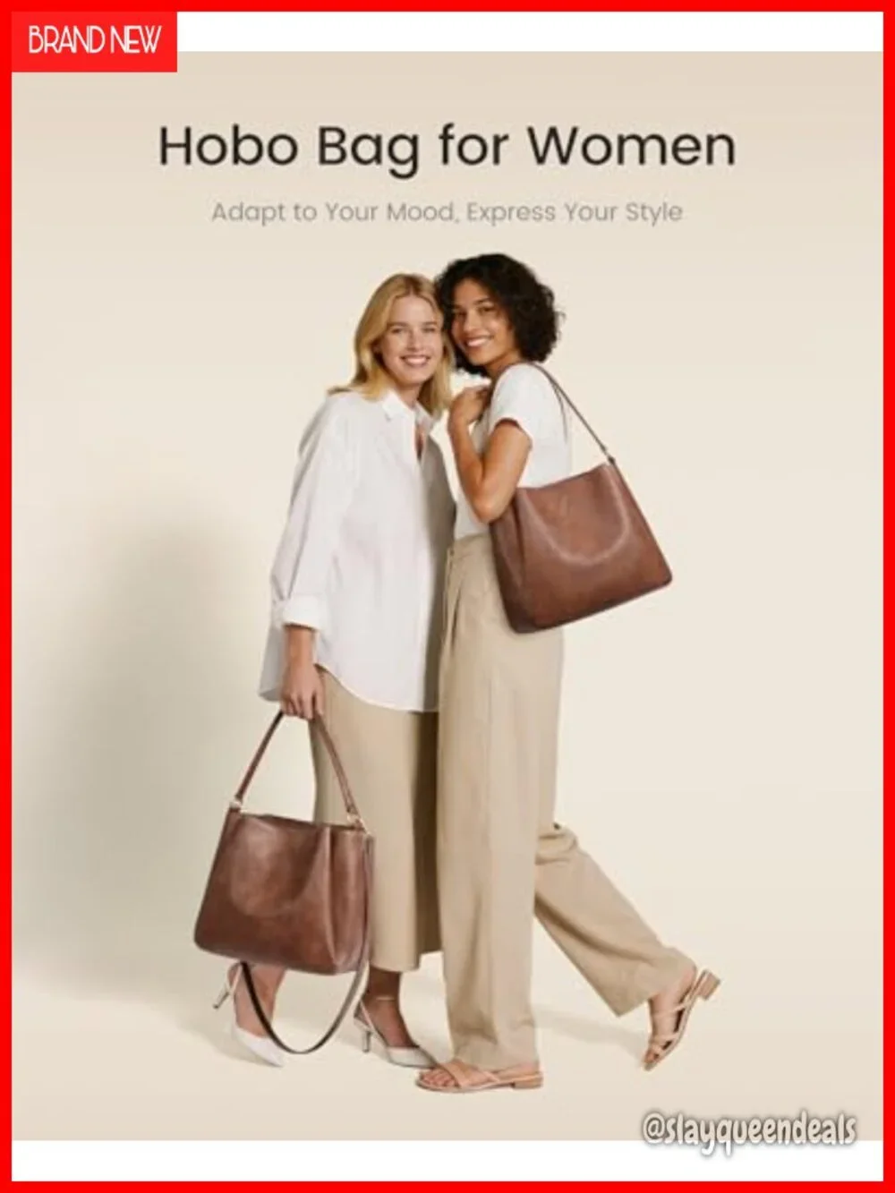 Vegan Leather Hobo Purse with Three Compartments, Crossbody Shoulder Bag Fits